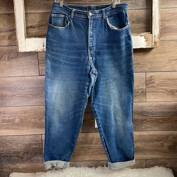 GLORIA VANDERBILT Ladies Blue Denim Straight Leg Jeans Button Zip Front Size 14 - Picture 1 of 13